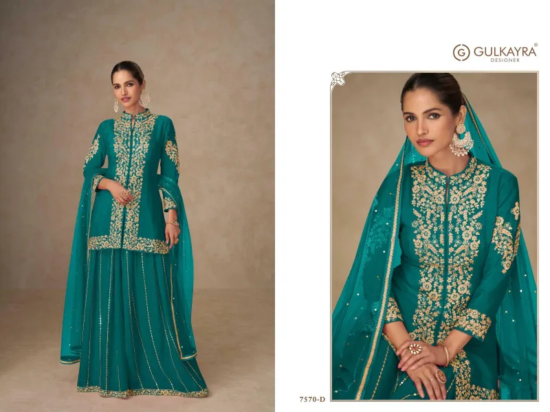 Shahnaz By Gulkayra Real Chinon Embroidery Readymade Suits 